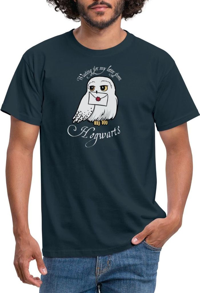 Spreadshirt Harry Potter Hedwig Brief Männer T-Shirt, L, Navy
