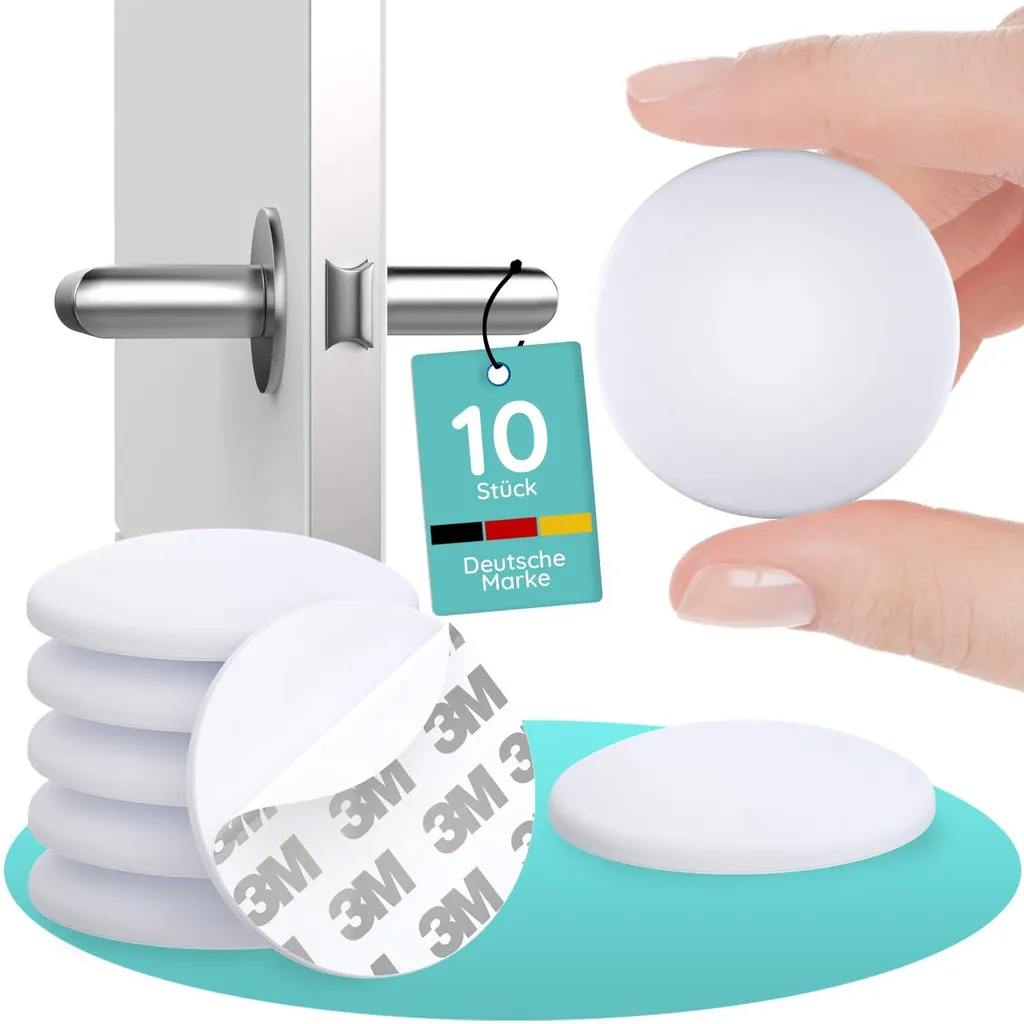 Butées de porte autocollantes 40mm blanches lot de 10 fixation murale