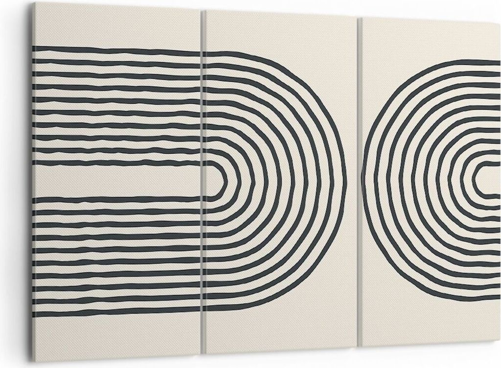 Bild auf Leinwand - Leinwandbild - 3 Teile - Linien Oval Minimalismus - 105x70cm - Wand Bild - Wanddeko - Wandbilder - Leinwanddruck - Bilder - Wan...