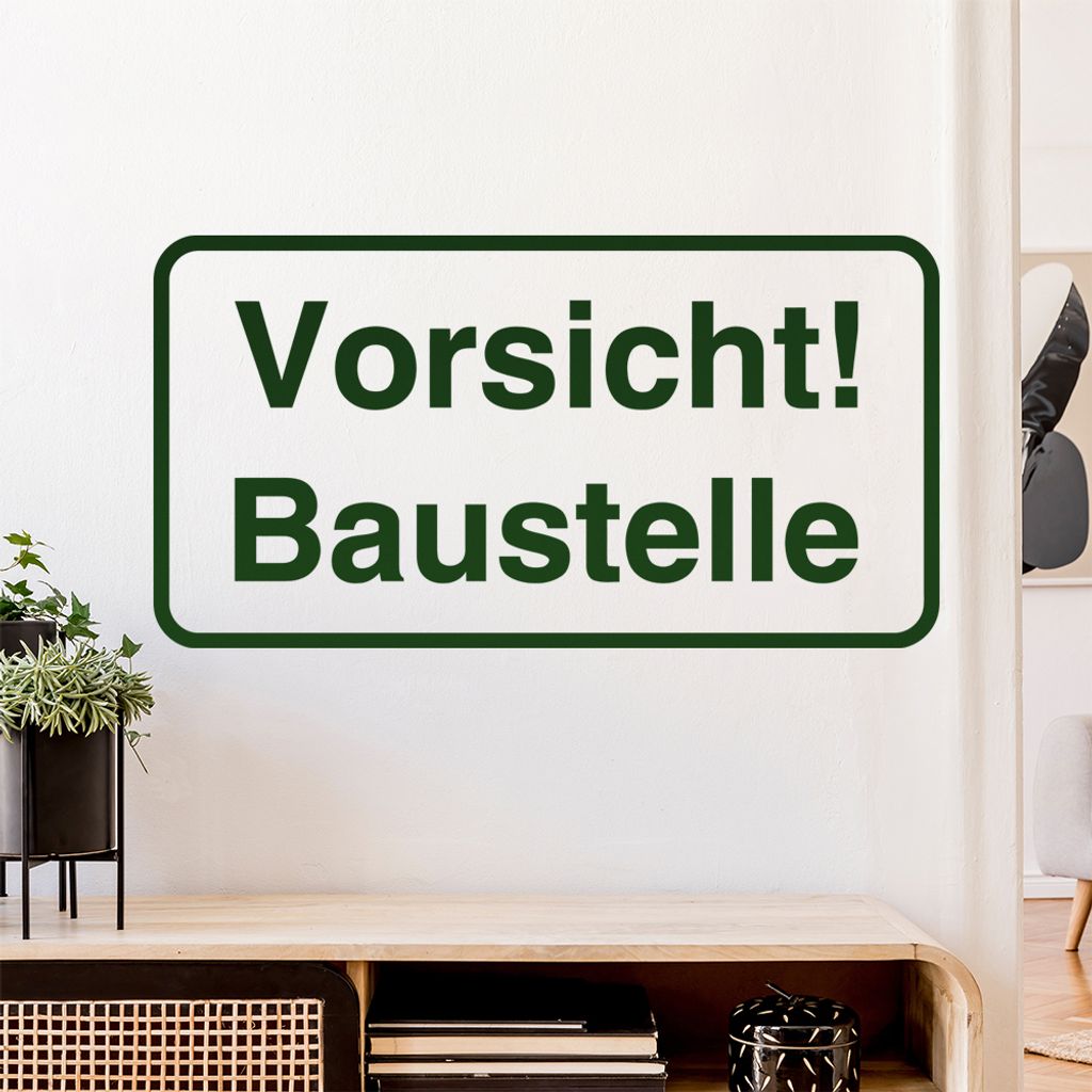 Vorischt Baustelle Achtung Wandtattoo Wandaufkleber Wall Sticker - Dekoration, Küche, Wohnzimmer, Schlafzimmer, Badezimmer