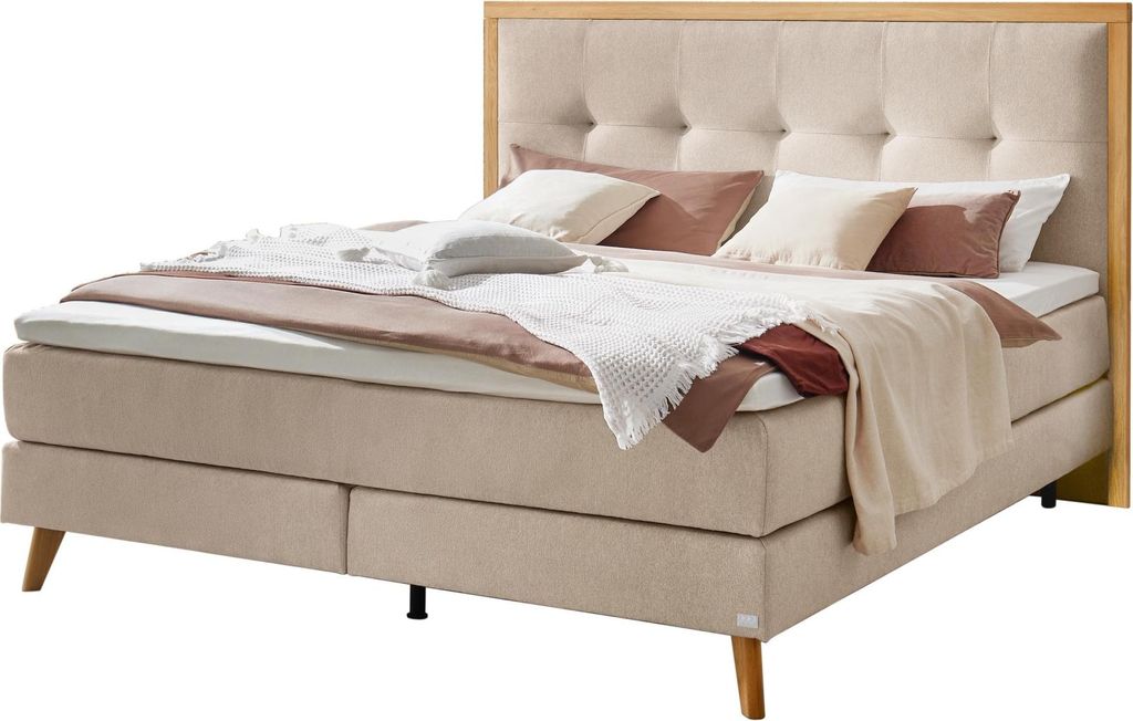 HASENA Boxspringbett Marisol sand Holz Eiche bright 180x200 : Topper - Glamour Top (soft)