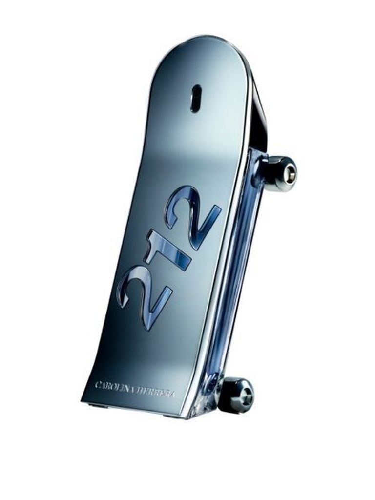 A product shot of a perfume bottle designed to look like a skateboard.