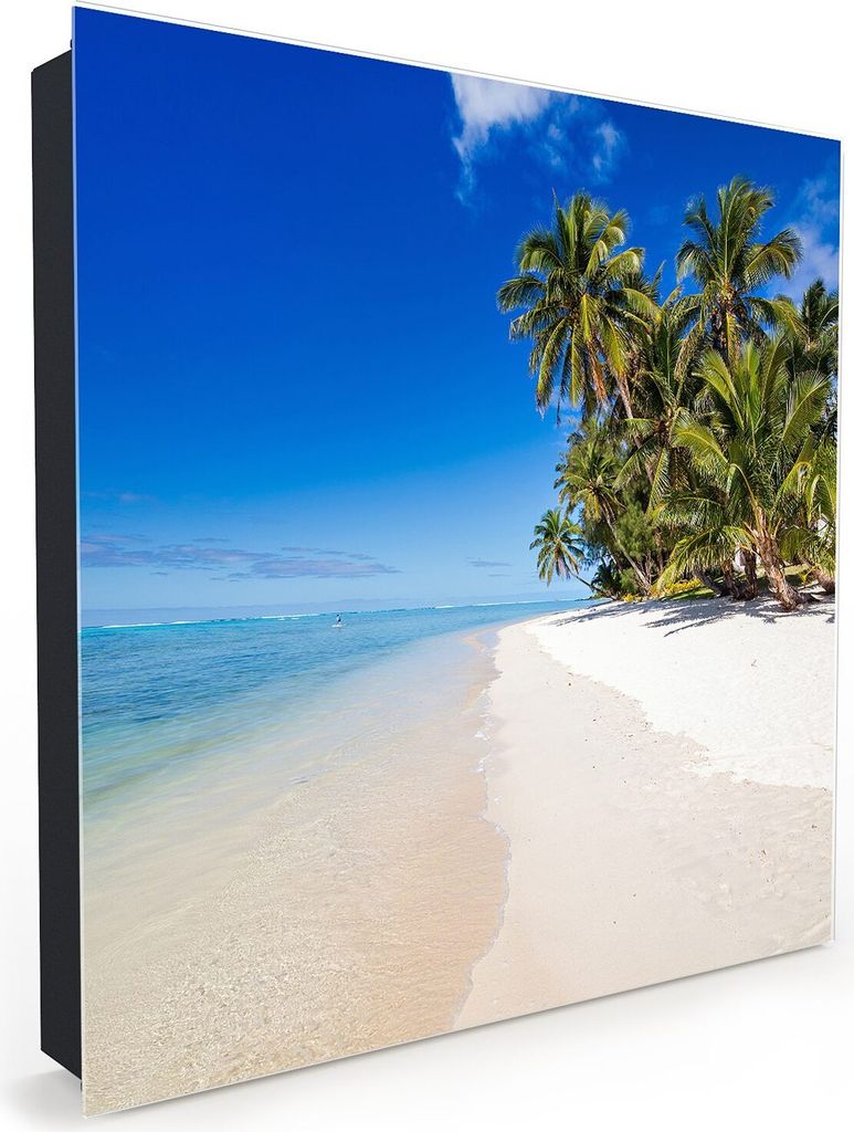 Nachbildung-Schlüsselkasten, Magnetpinnwand und Memoboard mit Glasfront Motiv Tropischer Strand