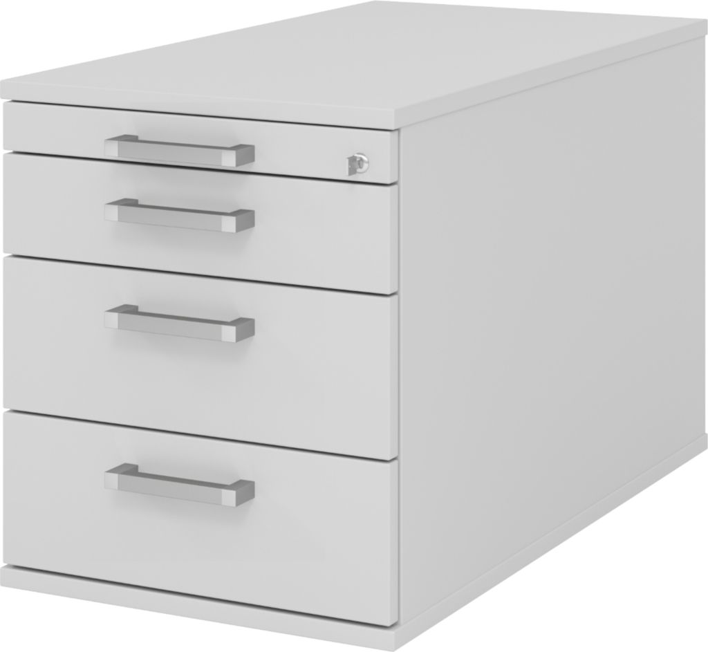 bümö office Rollcontainer - mit 3 Schubladen - Griff: Chromgriff (Metall), Nachbildung: Grau