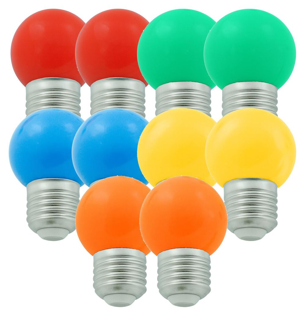 10er Set bunte LED Kugellampen (je 2x rot, grün, blau, Produktbild 