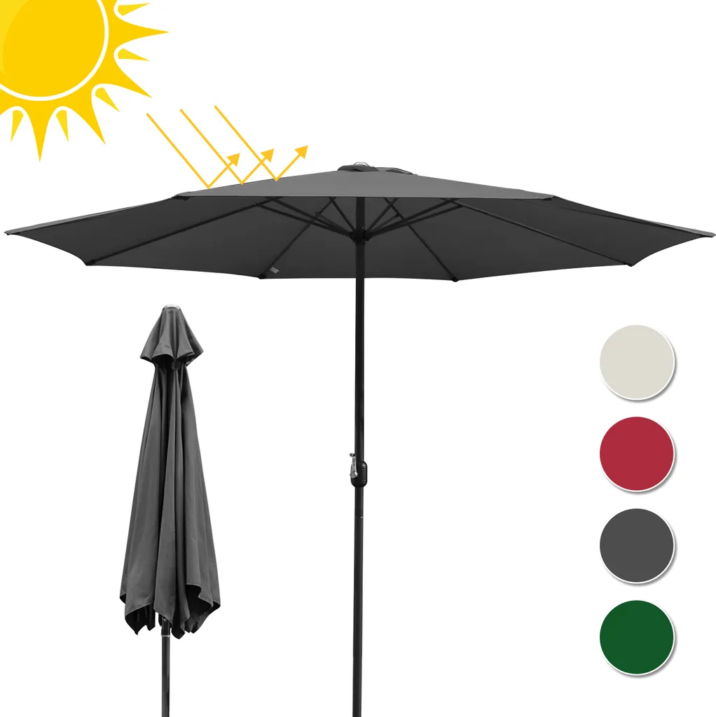 Ombrellone da Giardino Clanmacy 3.5m Grigio con LED Solari UV40+ - 10