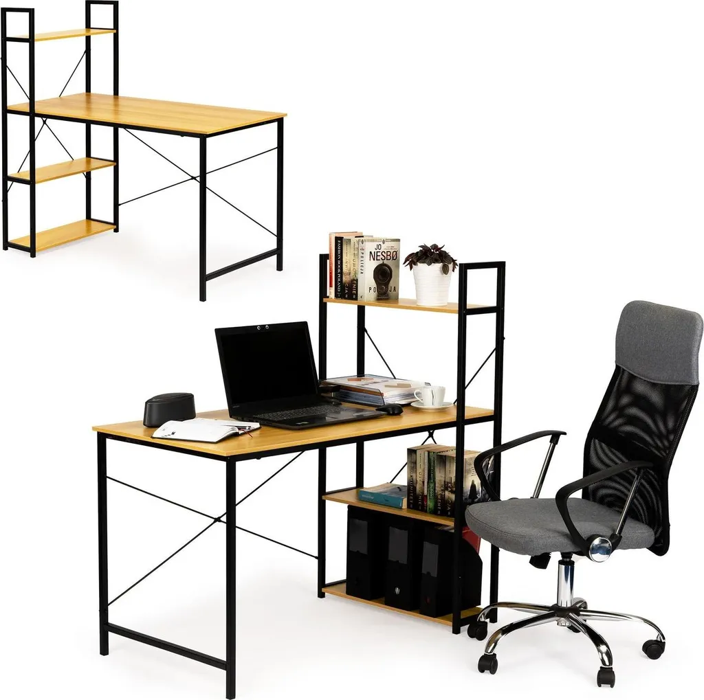 Scrivania per Computer in Legno con Ripiani Soppalcati | Offerta Online