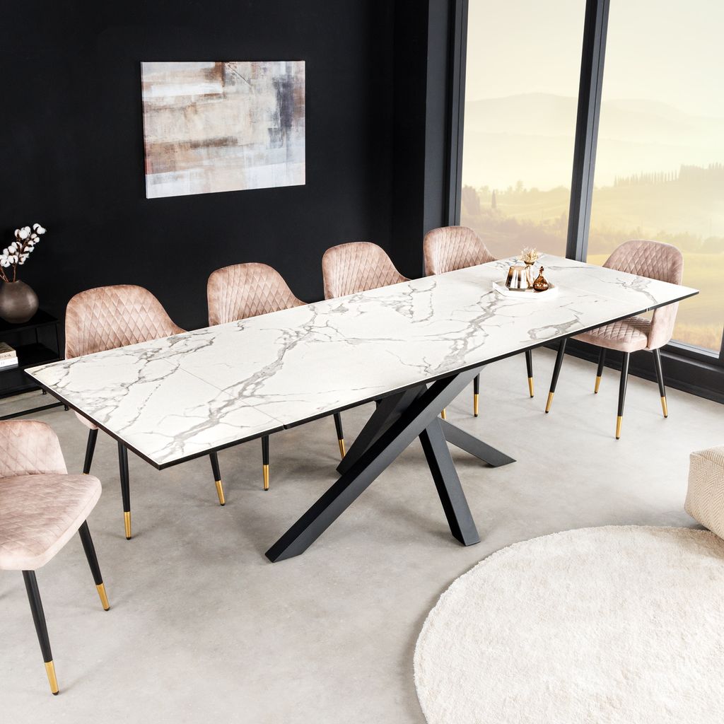 riess-ambiente Ausziehbarer Esstisch MARVELOUS 180-220-260cm weiß Keramik Esszimmertisch Tisch Konferenztisch