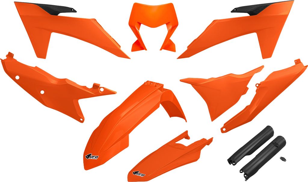 Verkleidungskit UFO PLAST 10-teilig Verkleidungssatz Kunststoff mit Gabelschutz für KTM EXC Sixdays EXC-F 150 - 500 ccm Bj. 2024 - 2025, Farbe:ora...