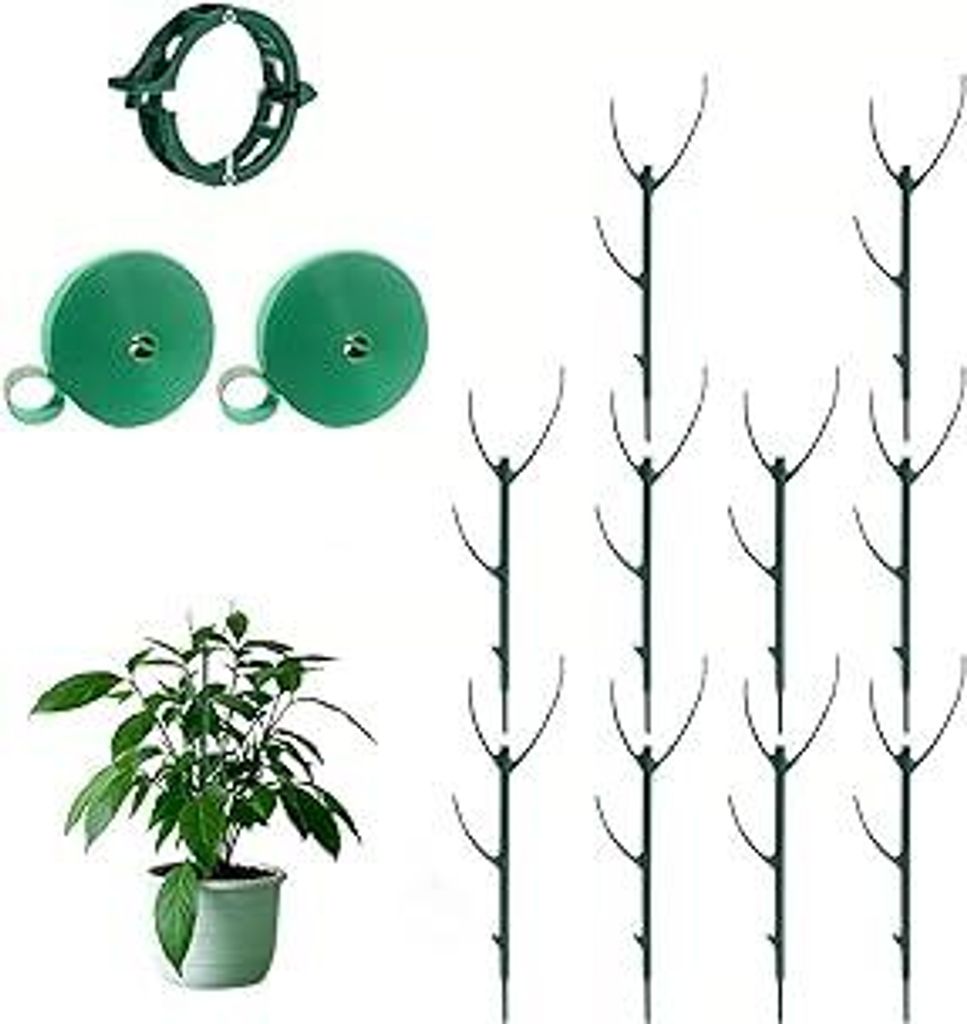 Monstera Rankhilfe, Pflanzenstütze Monstera, 32-teiliges Set mit 10 Stäben, 2 Rollen Klettband und 20 Befestigungsklammern, Ideal für Kletterpfl...