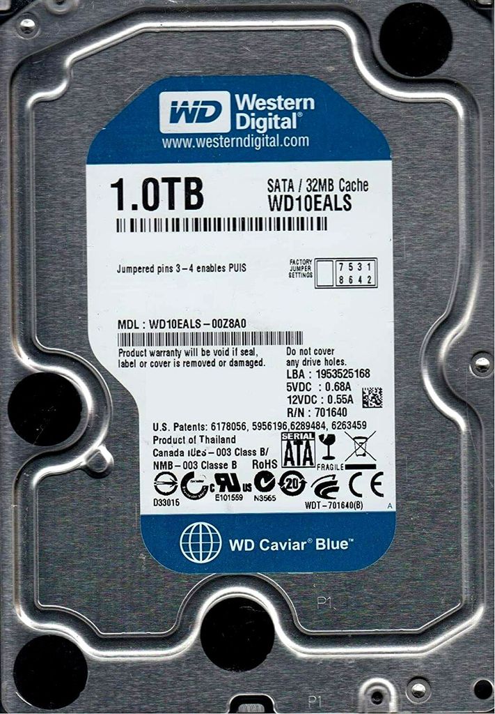 Festplatte Western Digital 1TB WD10EALS 32Mb Cache 7200Rpm Sata II 3,5" Zoll