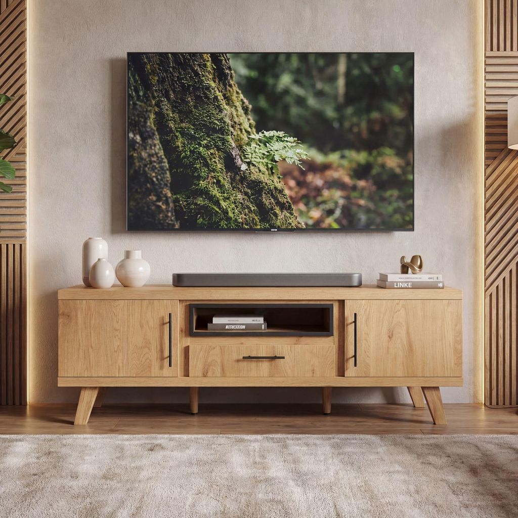 FineBuy TV Lowboard 150cm Eiche Nachbildung Moderner Produktbild 