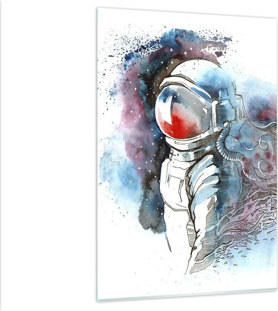 Bilder auf glas - Einteilig - Astronaut Universum Astronomie Entdecker - 80x120cm - Glasbilder - Wandbilder - Bilder - Wanddekoration aus Glas - Gl...