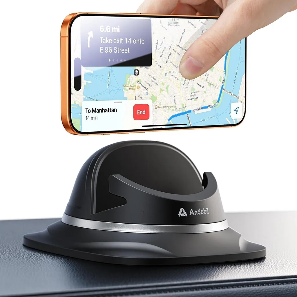 AUTOZOCO Supporto Telefono Per Auto – Clip Per Cruscotto Universale, Gomma Antiscivolo, Fino A 90mm, Nero