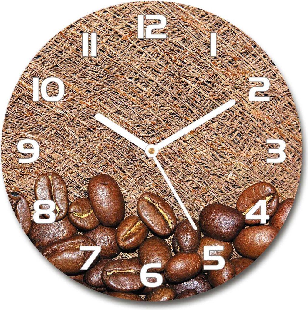 Wanduhr aus Glas 30fi Glasbild Glasuhr Gehärtetes Glas - weisse-zeiger - Coffee beans