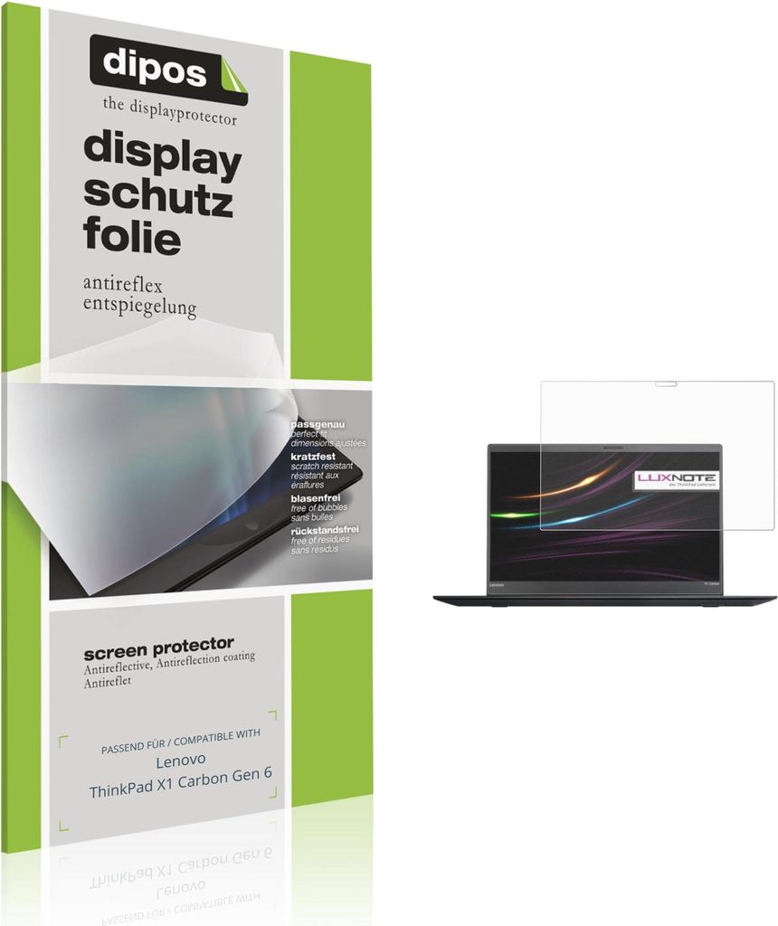 2x Schutzfolie für Lenovo ThinkPad X1 Carbon Gen 6 matt Displayschutzfolie Folie Display Schutz dipos