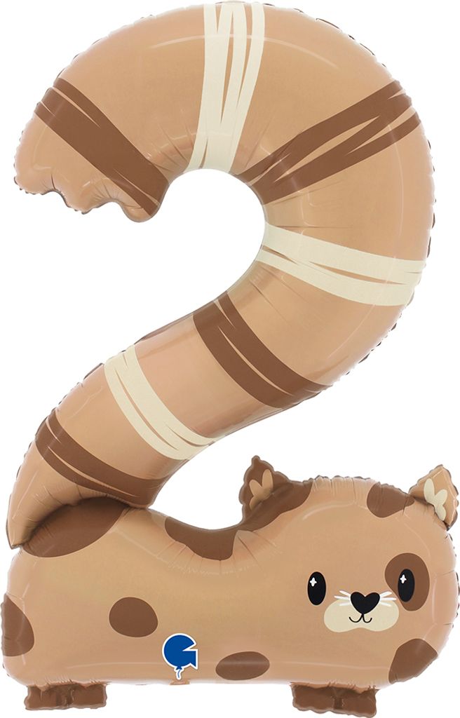 Folienballon Zahl 2, Katze, Kätzchen, 88 cm Grabo