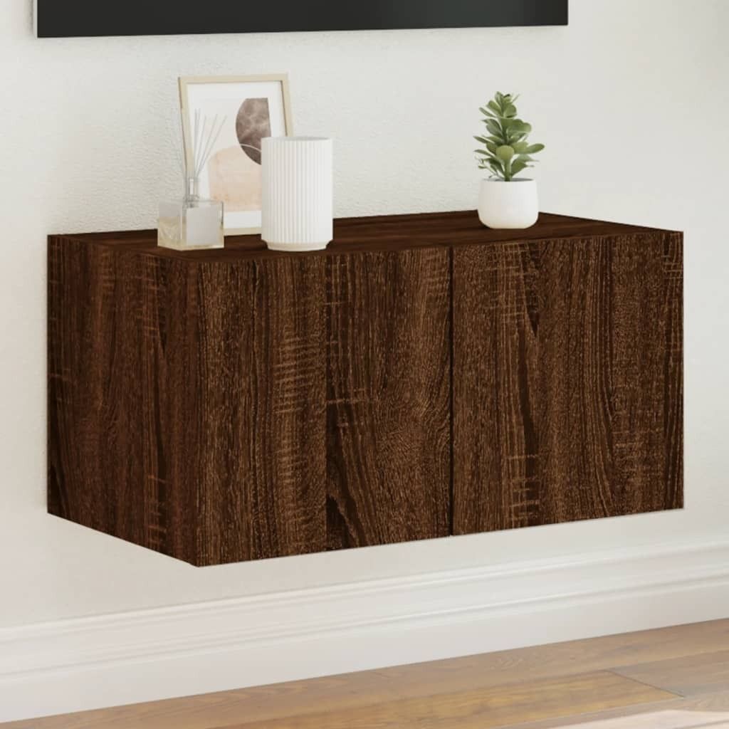 Maison Exclusive - TV-Wandschrank mit LED-Leuchten Braun Eichen-Optik 60x35x31 cm