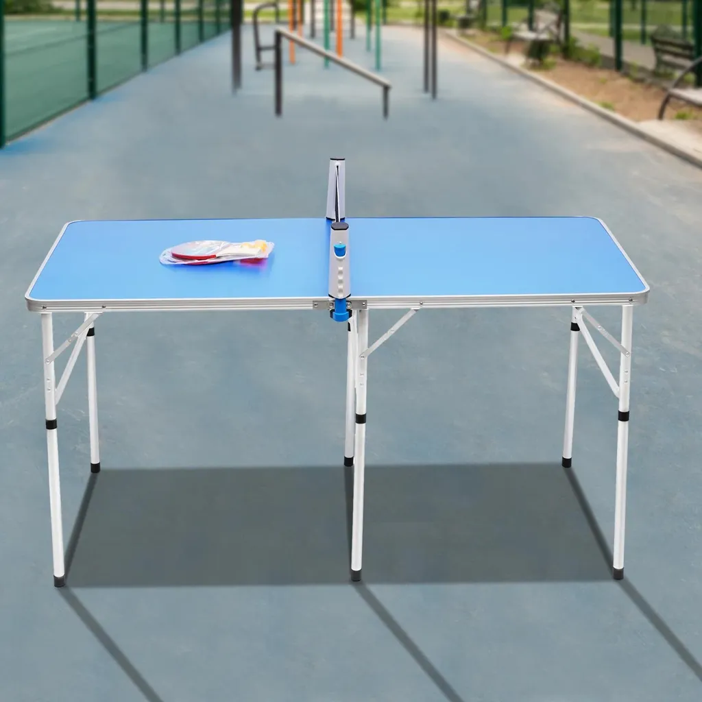 Mini Table de Tennis de Table Extérieure - Plateau Bleu MDF et Aluminium - 6