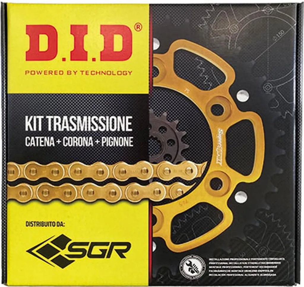 Kit chaîne DID 530 Gold 114 maillons avec pignons acier 39 et 17 dents