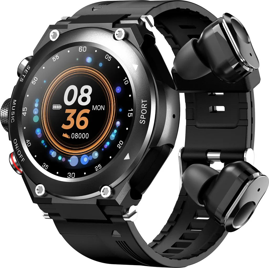 Montre T92 Écran 1,28 Pouces, Bluetooth 5.0 et Écouteurs TWS Intégrés