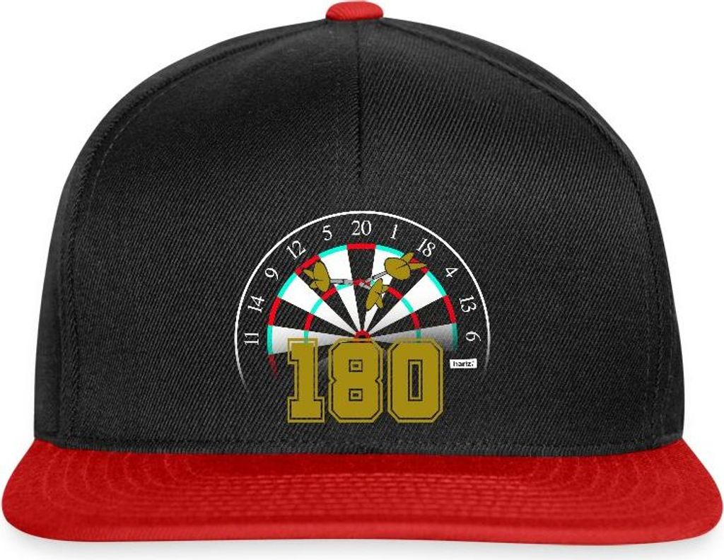 Spreadshirt 180 Dart Geschenk Darts Geschenk Für Dartspieler Fan Hariz Snapback Cap, One size, Schwarz/Rot