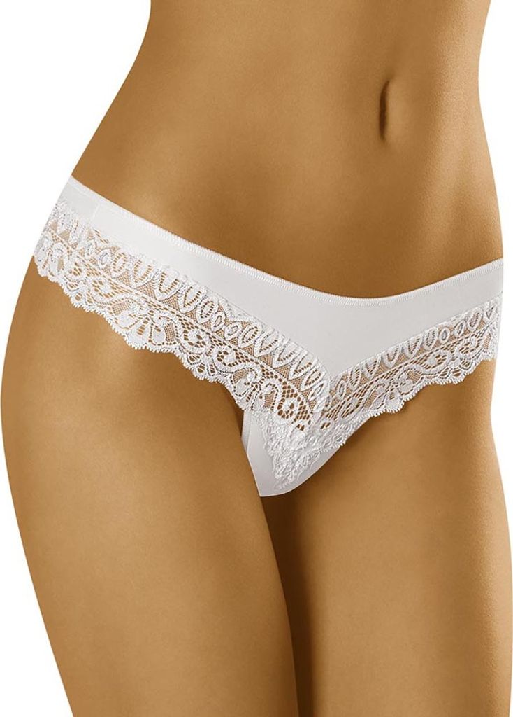Wolbar Damen y Shorts-Strings Spitze Miederslip Slips mit tiefer Hüftlinie WB409, weiß, L