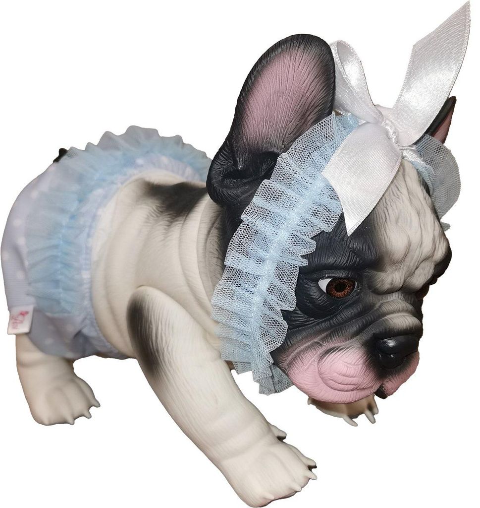 Asi Babypuppe Lily Bulldog 32cm - Puppenspielzeug weiß blau Kleidung