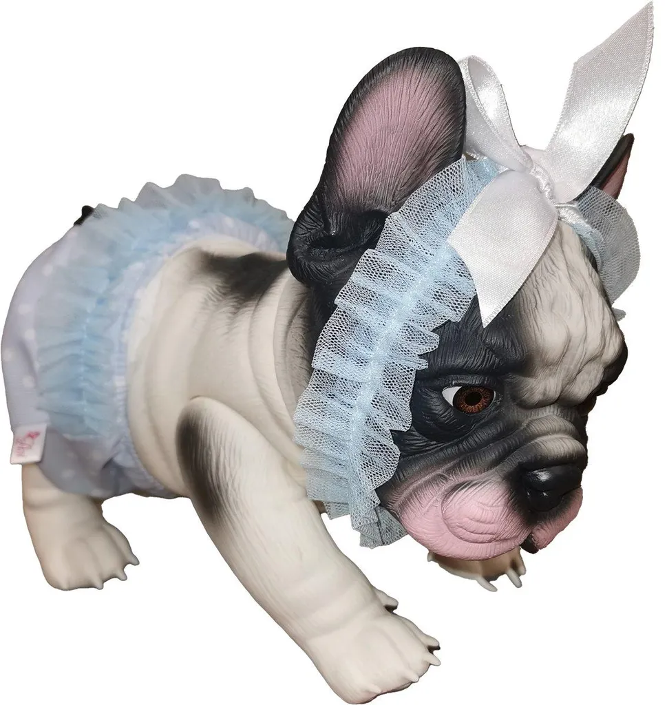 Poupée de Collection Lily Bulldog 32 cm en Habit Bleu et Blanc Chic