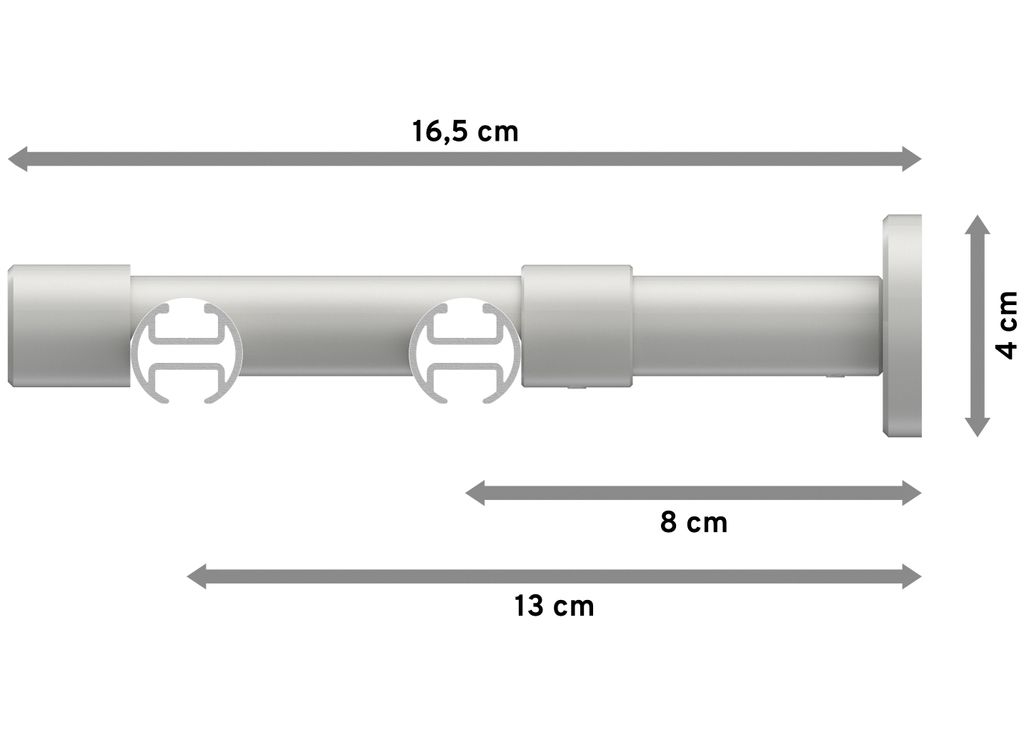 Interdeco Innenlaufstange / Gardinenstange mit Innenlauf Weiß, Typ Prestige Elanto (Rillenzylinder), 20 mm Ø 2-läufig, 320 cm