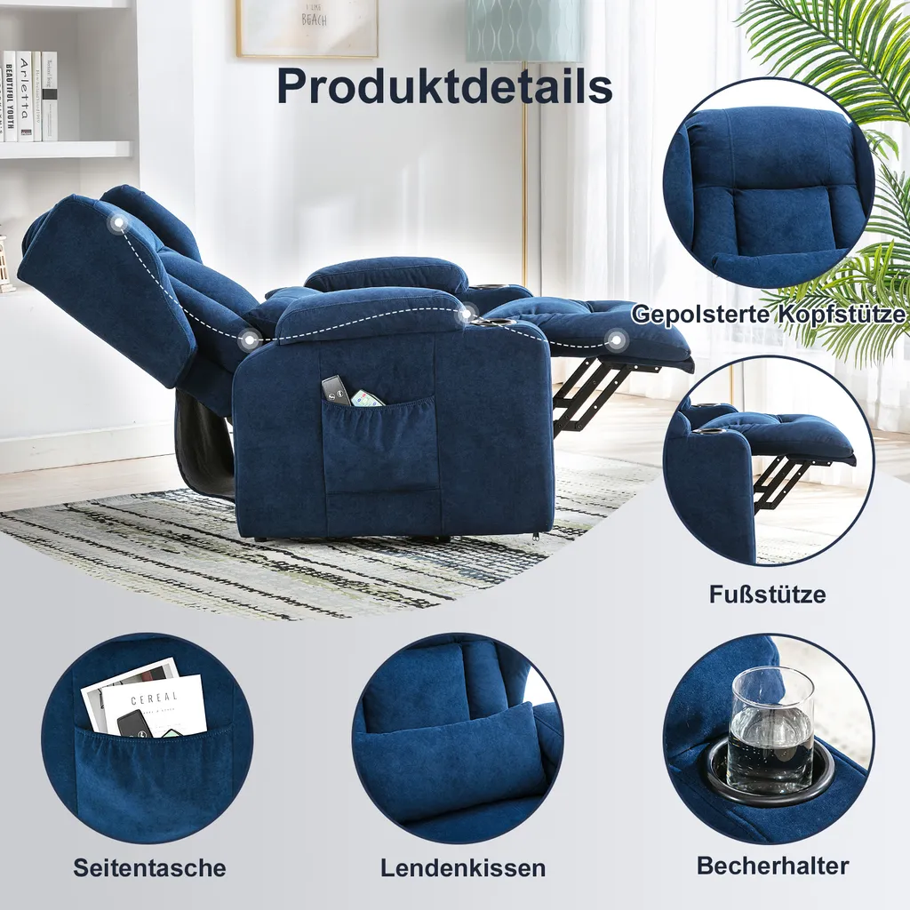 Soulagez votre dos avec le fauteuil de massage relevable bleu USB
