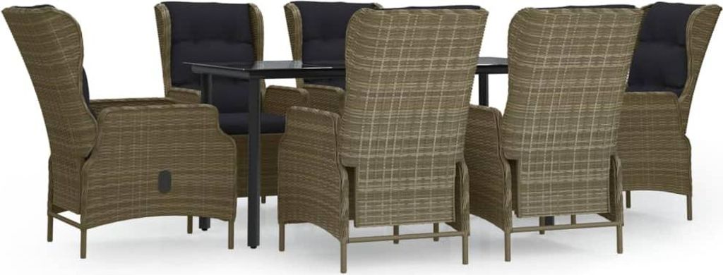 vidaXL 7-tlg. Garten-Essgruppe Braun Poly Rattan