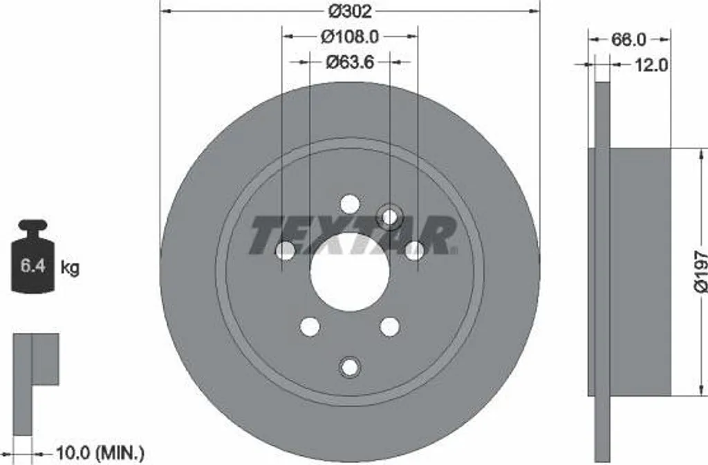 Freinage sécurisé : Disque de frein Textar 92162703 Freelander LR001018