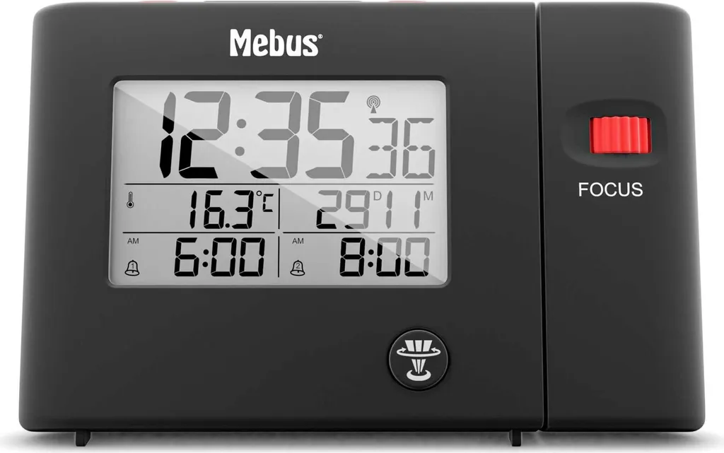 Réveil projecteur d'heure au plafond Mebus 25795 idéal pour voir