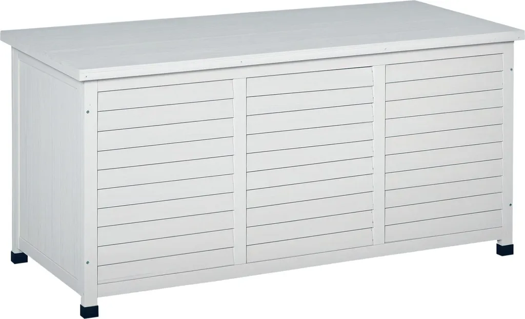 Malle de Rangement de Jardin en Bois Blanc 283 Litres - Bac Extérieur