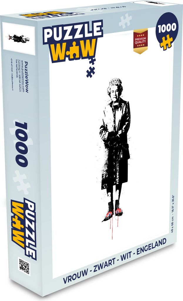 MuchoWow Puzzle 1000 Teile Frau - Schwarz - Weiß - England - Spielzeug - Alt und Jung - Spiele - Puzzeln