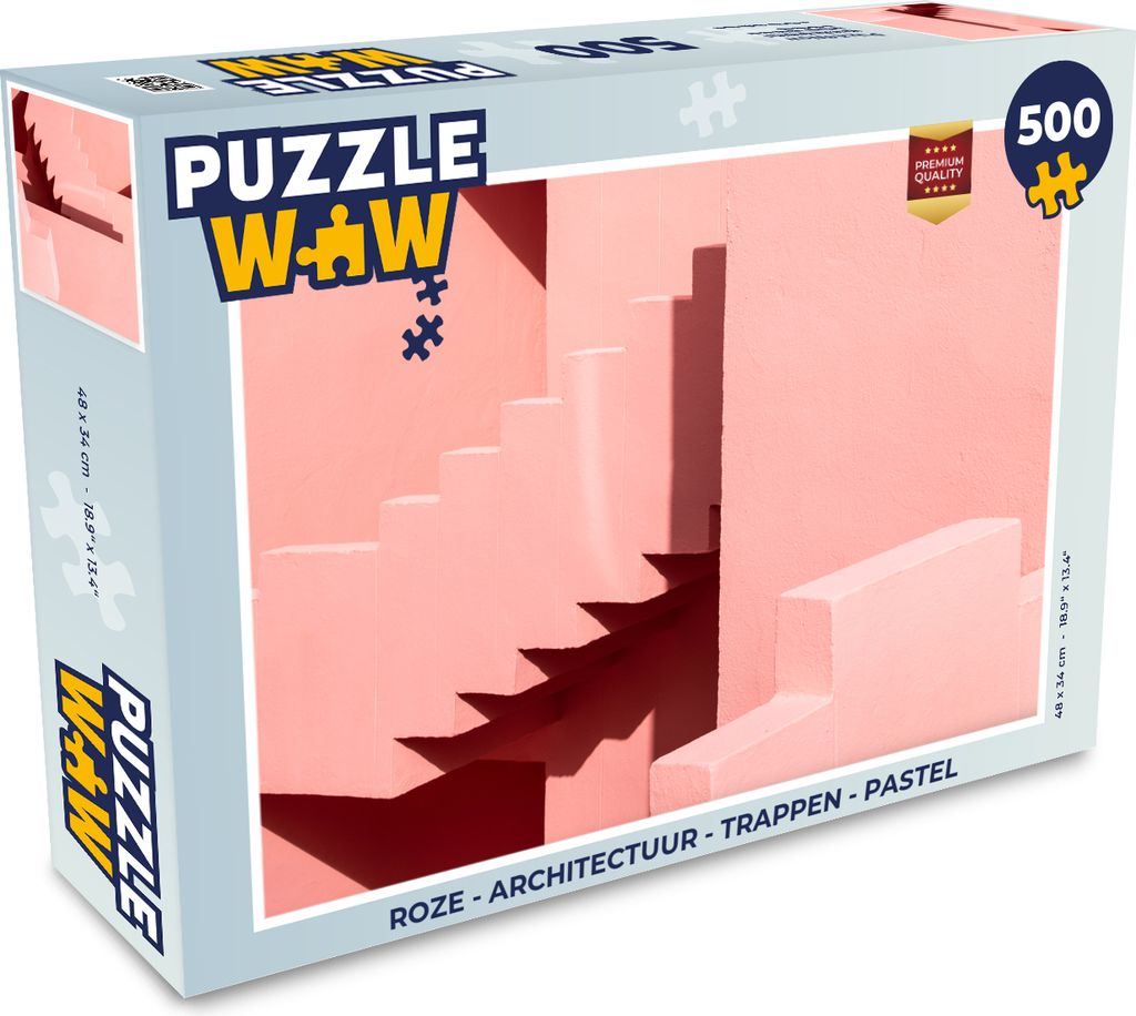 MuchoWow Puzzle 500 Teile Rosa - Architektur - Treppe - Pastell - 500 Teile - Kinder - Selberbauen - Puzzlespiele