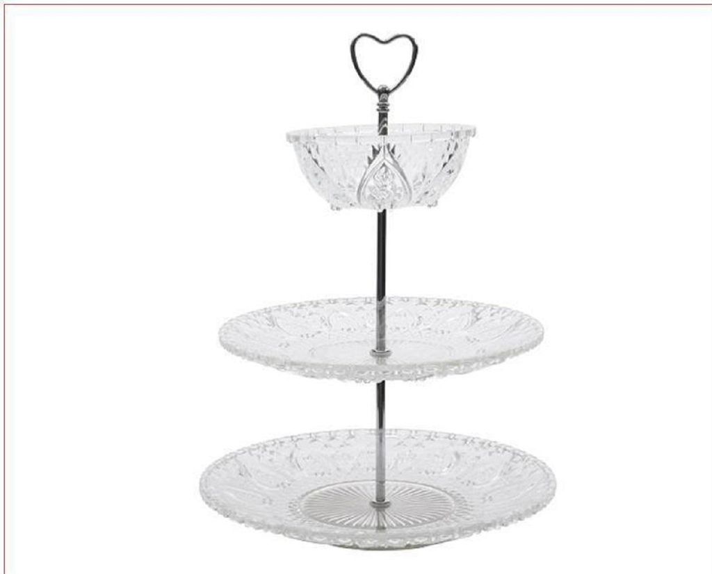 Etagere Glas Tortenplatte Servierplatte Ø25 H37,5 cm Produktbild 