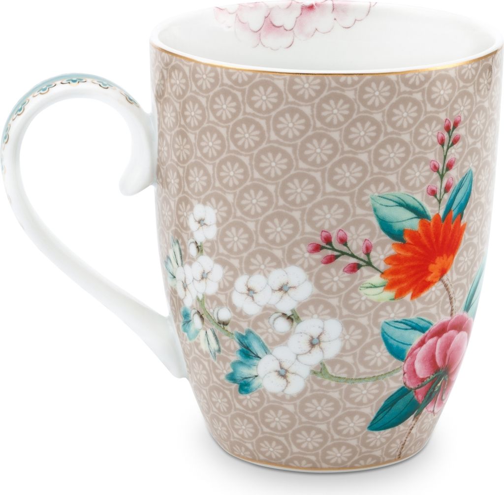 PIP STUDIO Blushing Birds Henkelbecher khaki 0,35 l