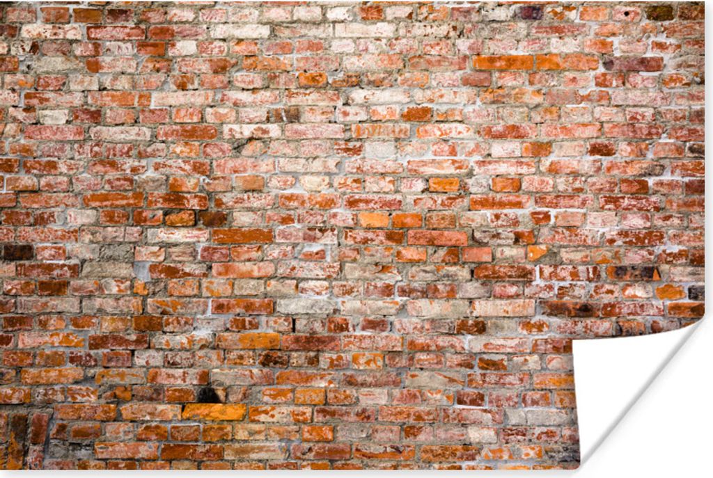 MuchoWow Poster Ziegelstein - Orange - Wand 120x80 cm - Bilder