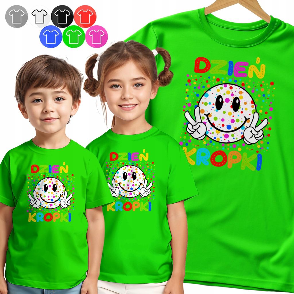 Kinder-T-Shirt - Tagsüber Punkte Emoticon Bunte Punktmuster - 146 L