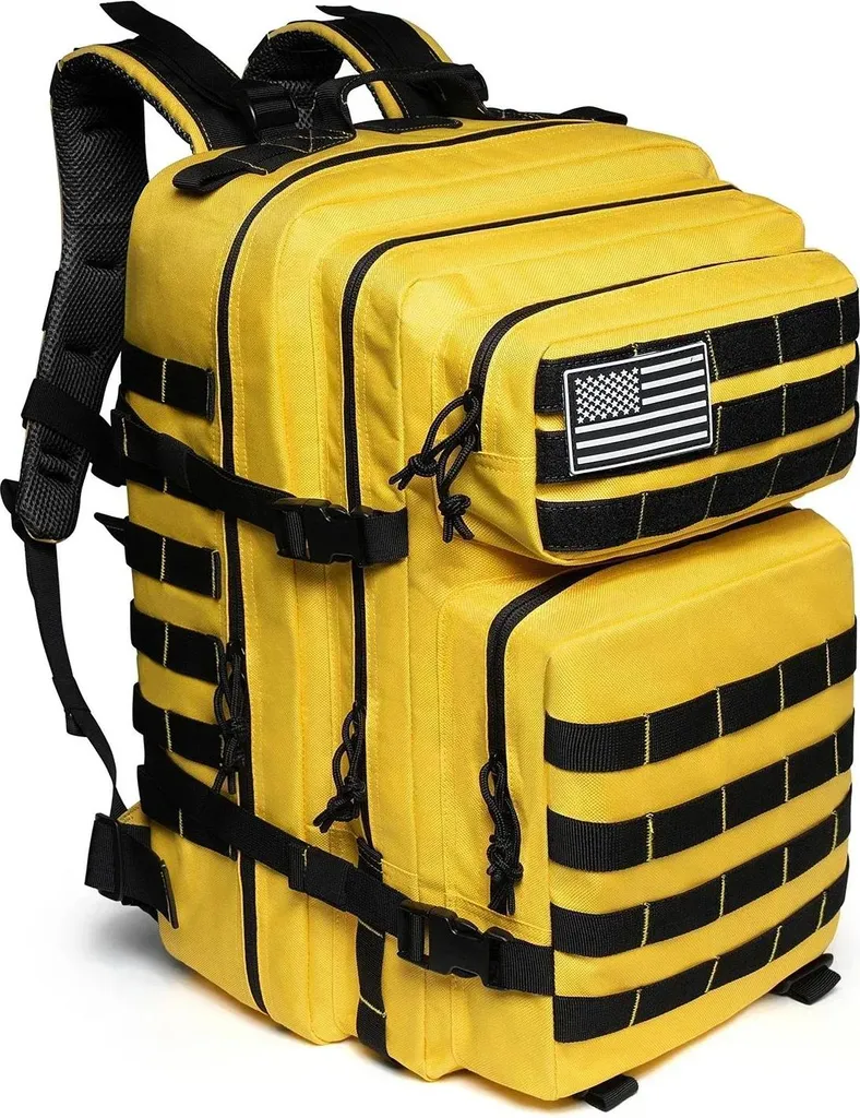 Sac à dos militaire 45L jaune pour randonnée et survie - Série Desert