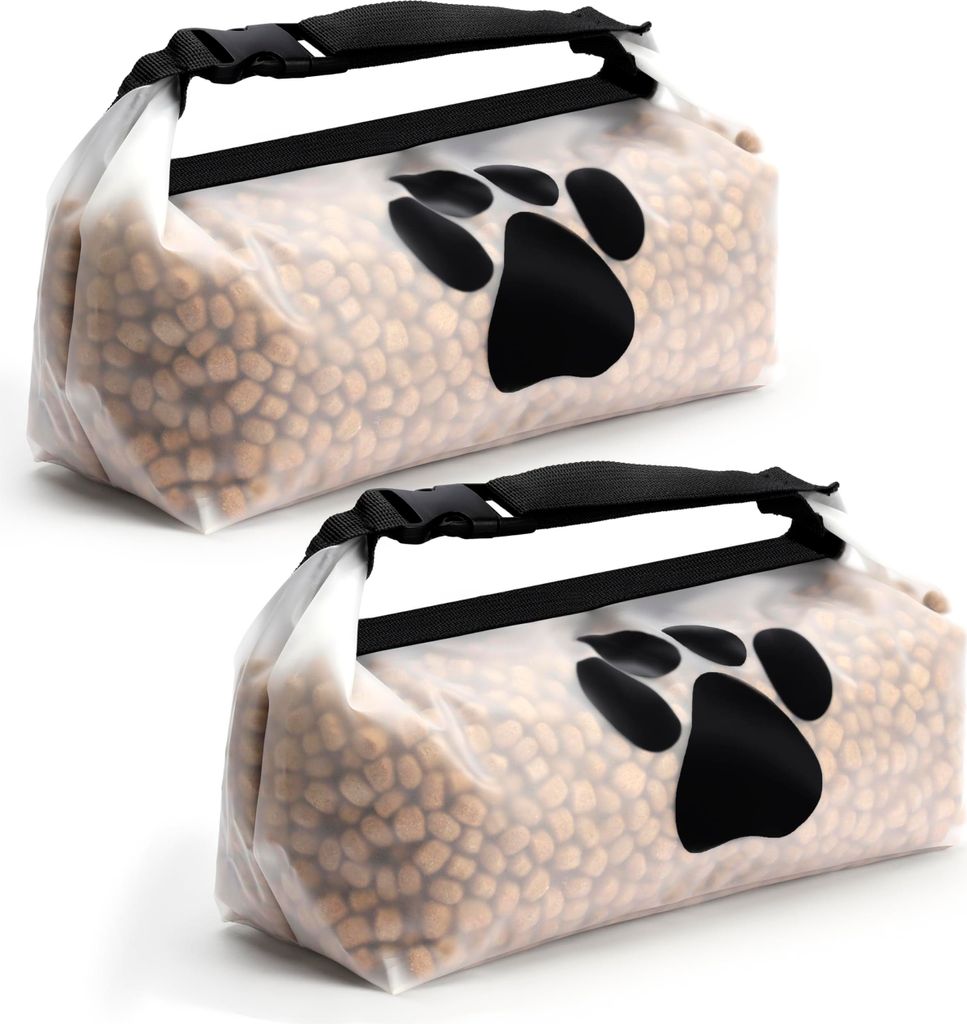 BELLE VOUS Hundefutter-Aufbewahrungsbeutel 2er Set - Futtertasche - Reise Hundenapf für Hundefutter oder Hundekekse - Hunde Reise Zubehör - Faltb...