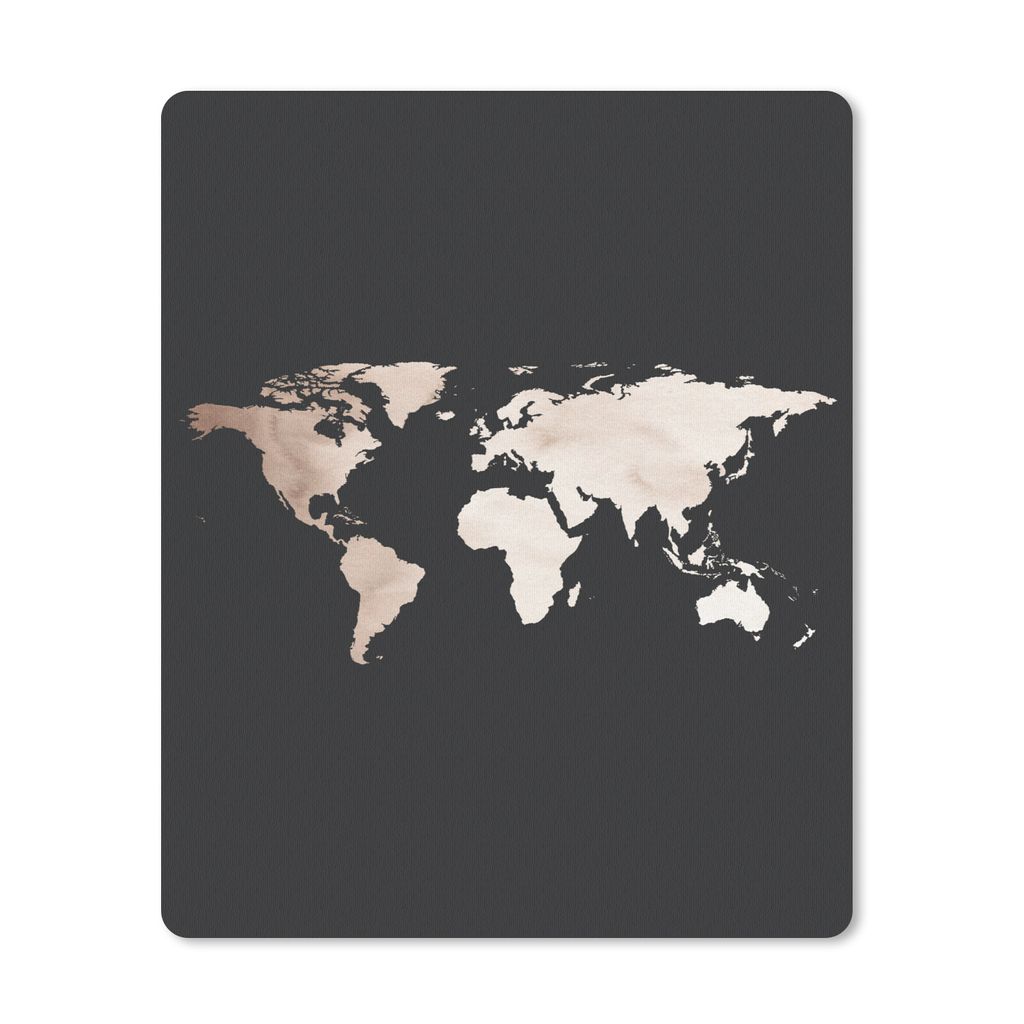 MuchoWow Mauspad Mousepad Weltkarte - Weiß - Schwarz 30x40 cm - Mousepads - Maus Mat - Pad - Mausunterlage - Mausmatten