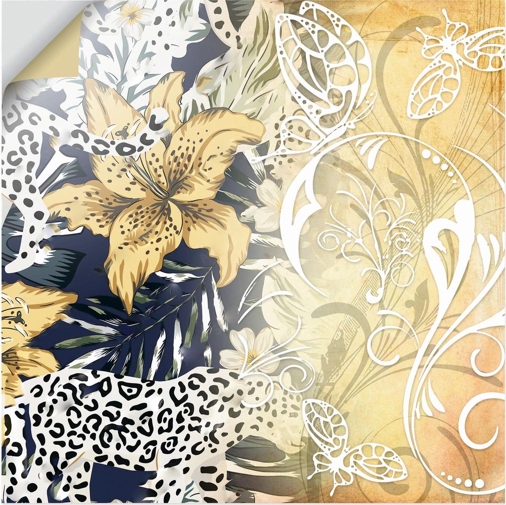 ARTland Wandbild, selbstklebend Blume, Illustration Größe: 70x70 cm