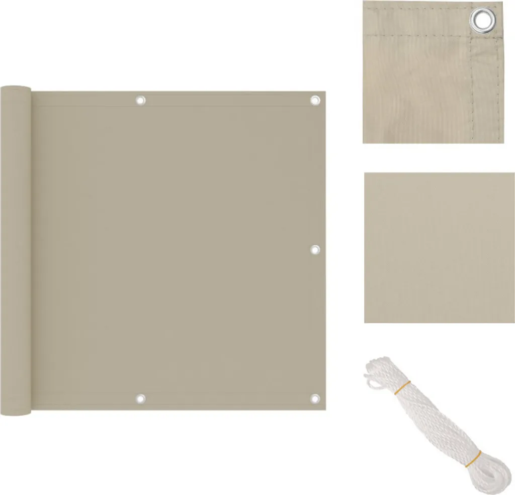 vidaXL Paravento Balcone 90x500 cm Tessuto Oxford Beige UV Protection