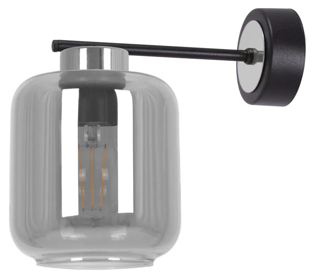 Luminaire mural cylindrique PIEGA noir et argent en verre pour salon
