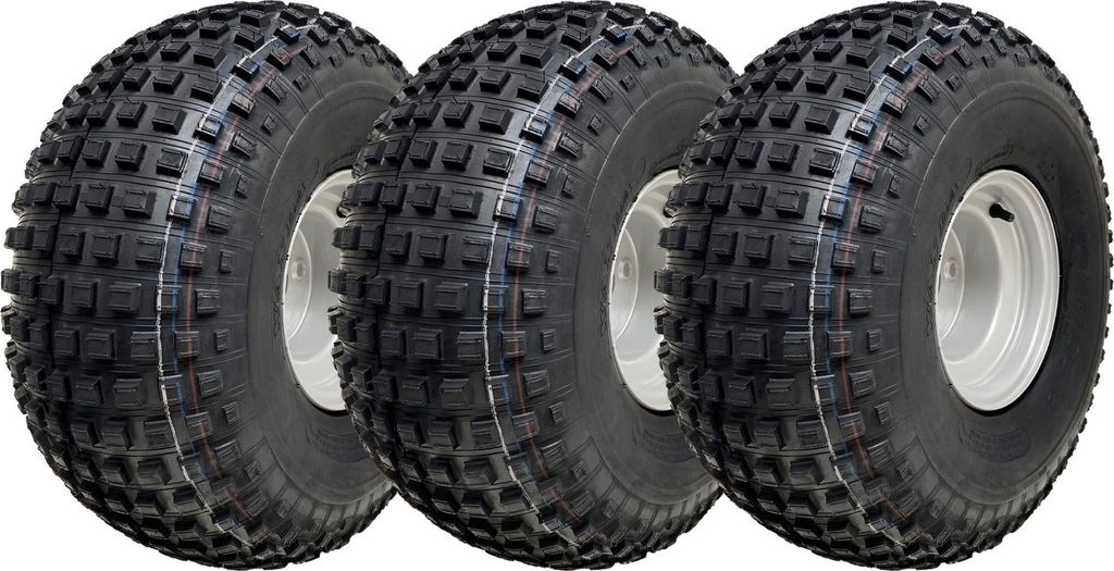 22x11.00-8 Knobby ATV Reifen 4 Stud Felge Trailer Quad Räder 100mm PCD (Satz von 3)