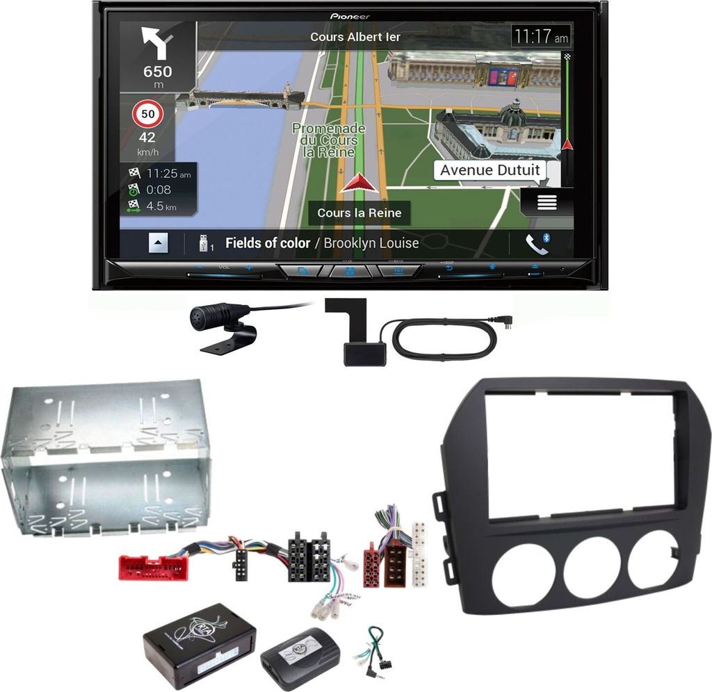 Pioneer AVIC-Z930DAB Navigation Bluetooth USB MP3 Einbauset für Mazda MX-5 NC FL