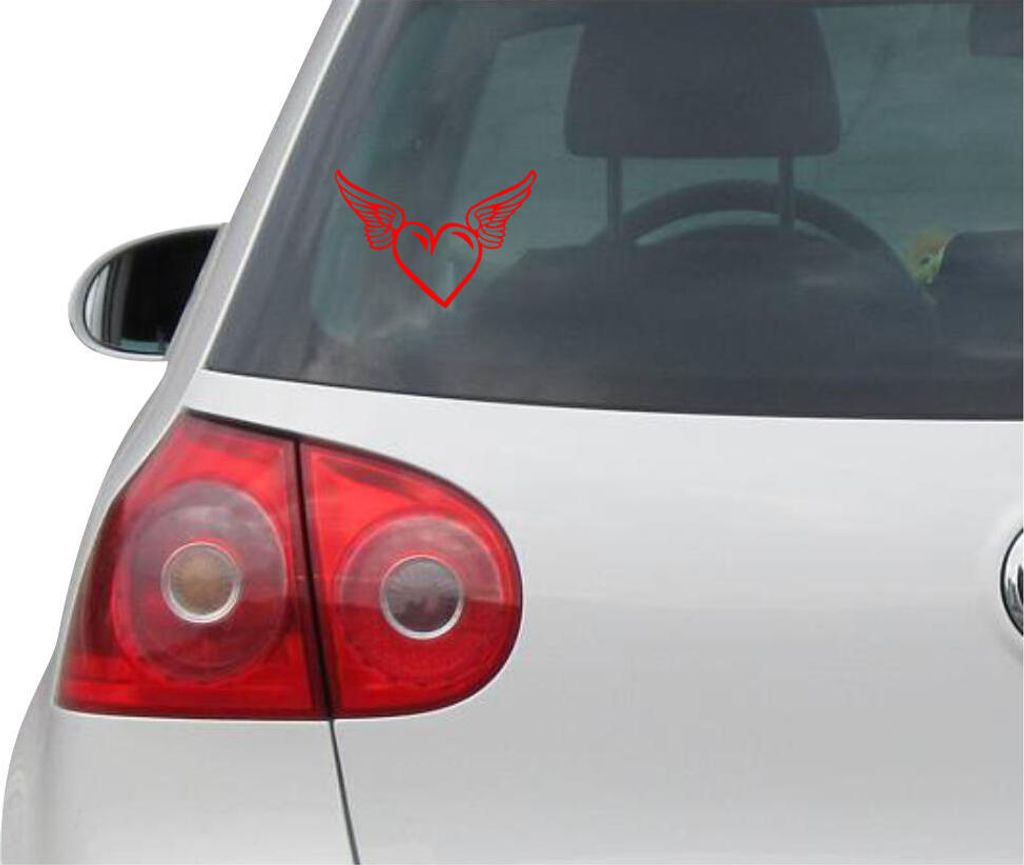 Aufkleber / Autoaufkleber - JDM - Die cut - Heart With Wings Decal Auto Fenster Laptop Sticker - rot - 127mmx88mm